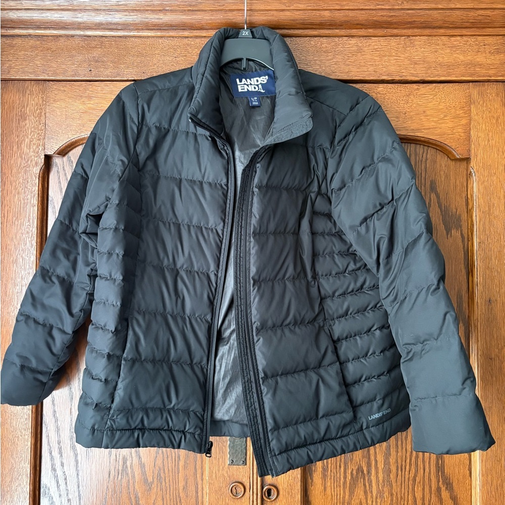 Lands' End Classic Black Puffer Jacket